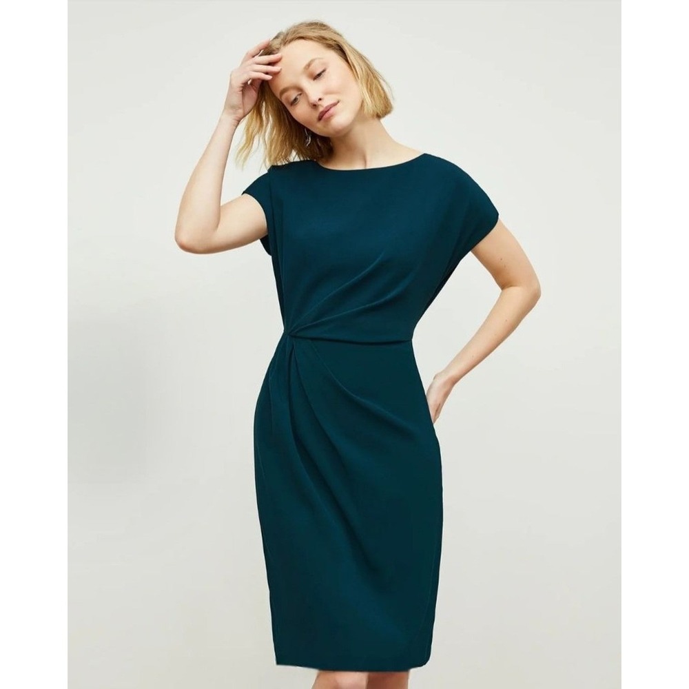 MM. Lafleur Teal Twist-Waist Midi Dress